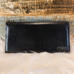 Burberry Nova Check Black Leather Long Bifold Wallet